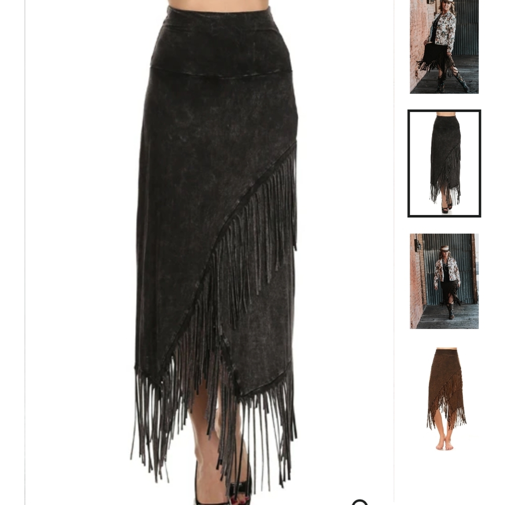 Fringe maxi skirt